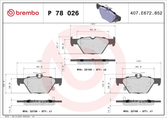 A.B.S. P 78 026 BREMBO Bremsbelagsatz, Scheibenbremse